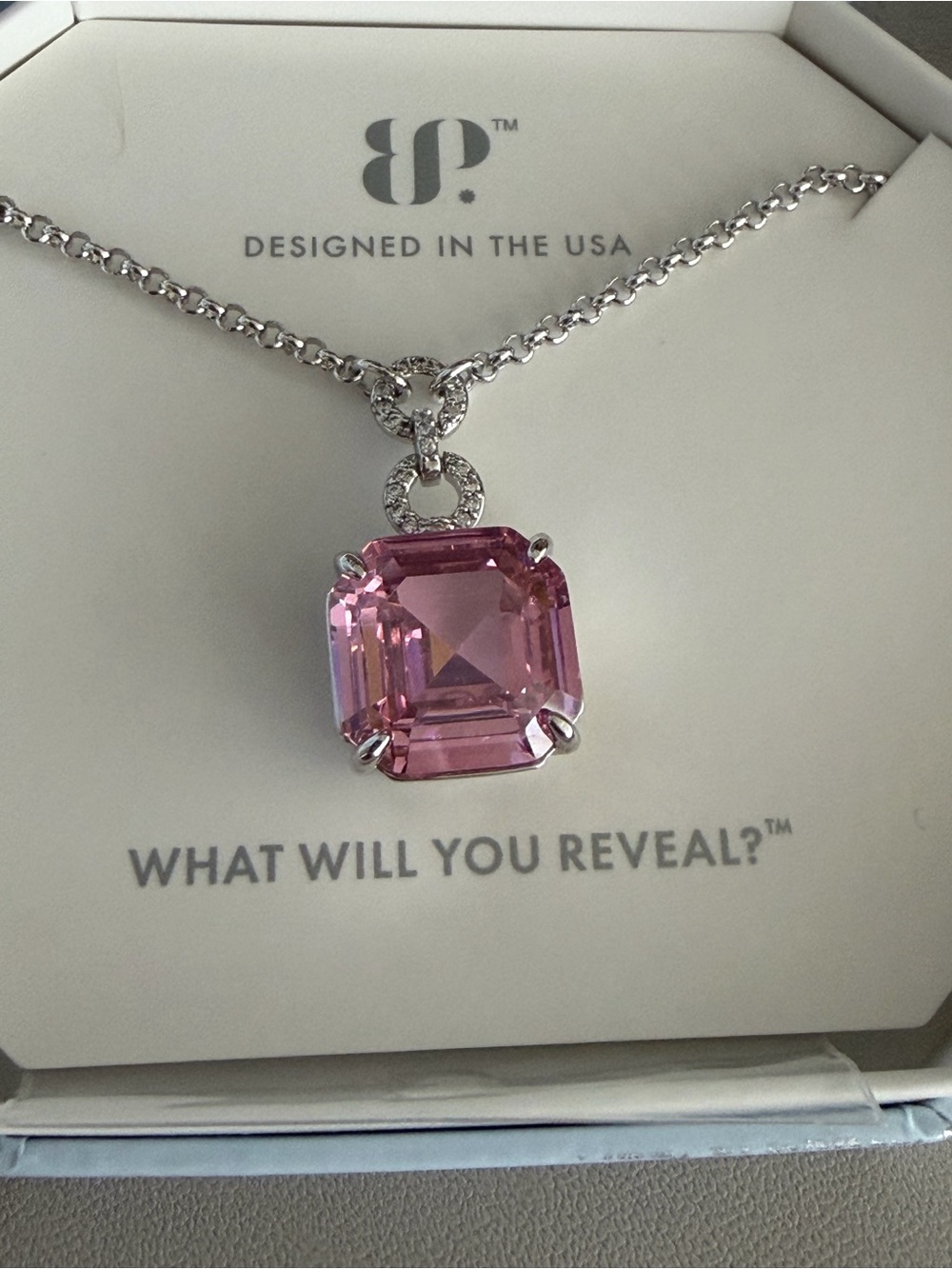 Bomb Party OG “I Am The Legacy” Necklace | Rose Quartz CZ | Rhodium